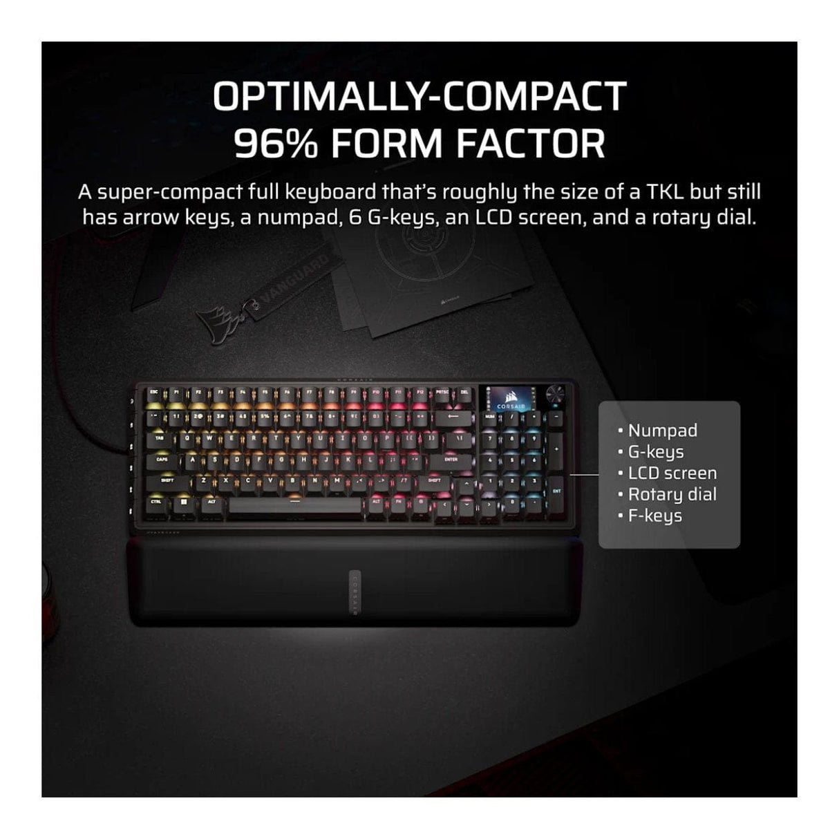 Corsair VANGUARD Pro 96 Hall Effect Gaming Keyboard CH-91E911G-NA
