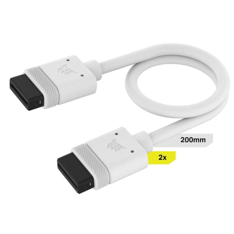 Corsair iCUE 200mm with Straight Connectors Link Cable White 2-pack CL-9011128-WW