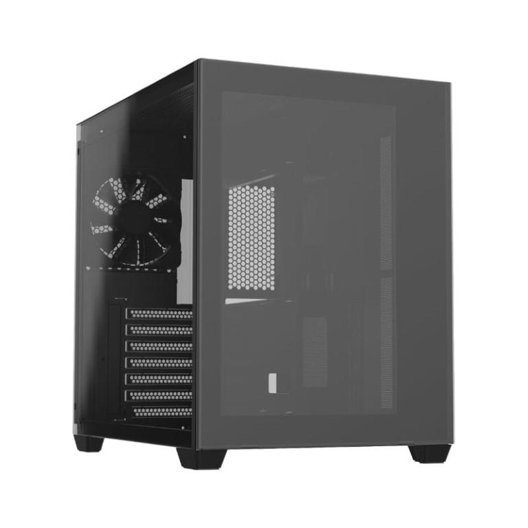 FSP CMT380B ATX Mid-Tower Gaming PC Case Black with Tempered Glass Side Panel