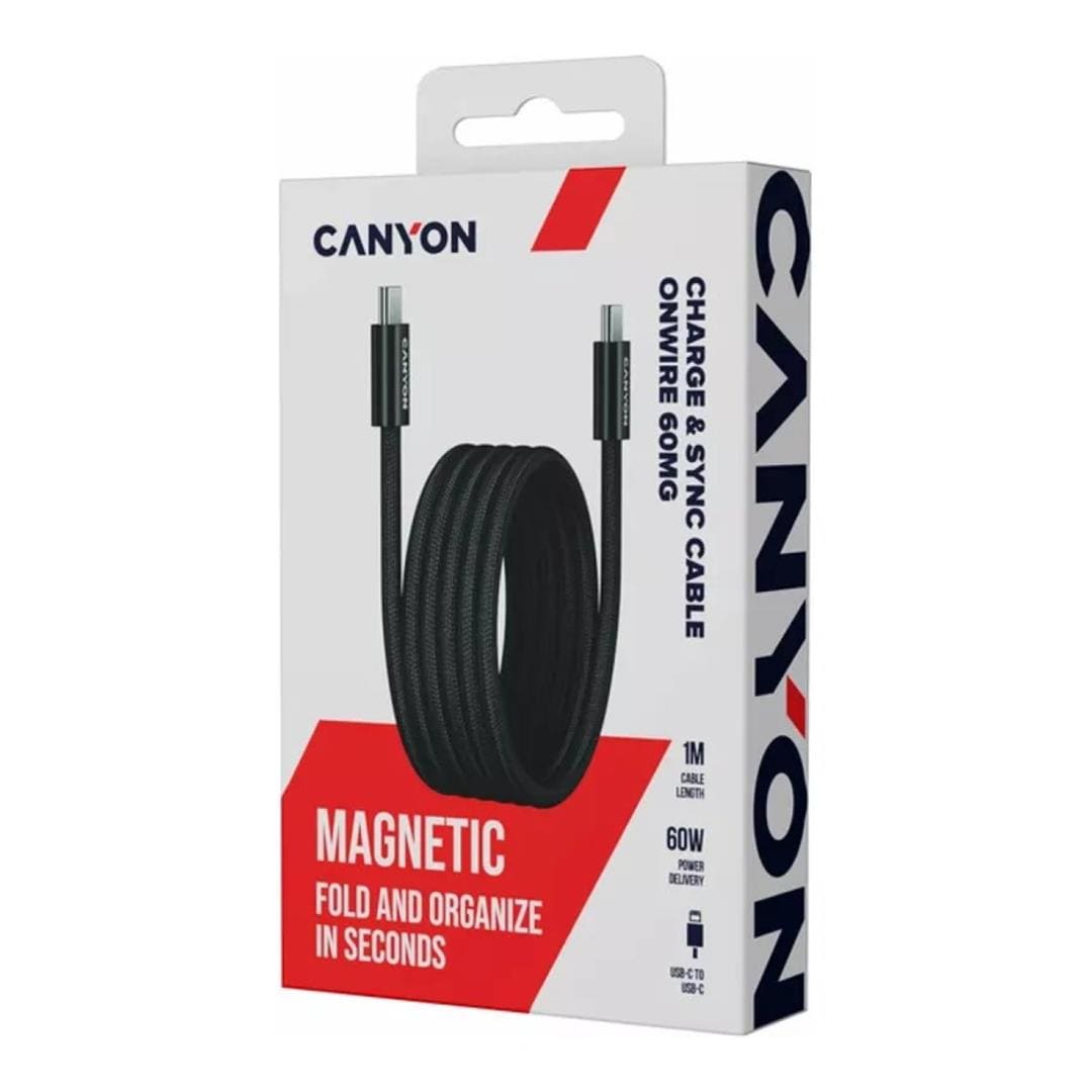 Canyon OnWire 60MG Type-C Male to Male Braided Cable 1m Black CND-CCMG60AB15B