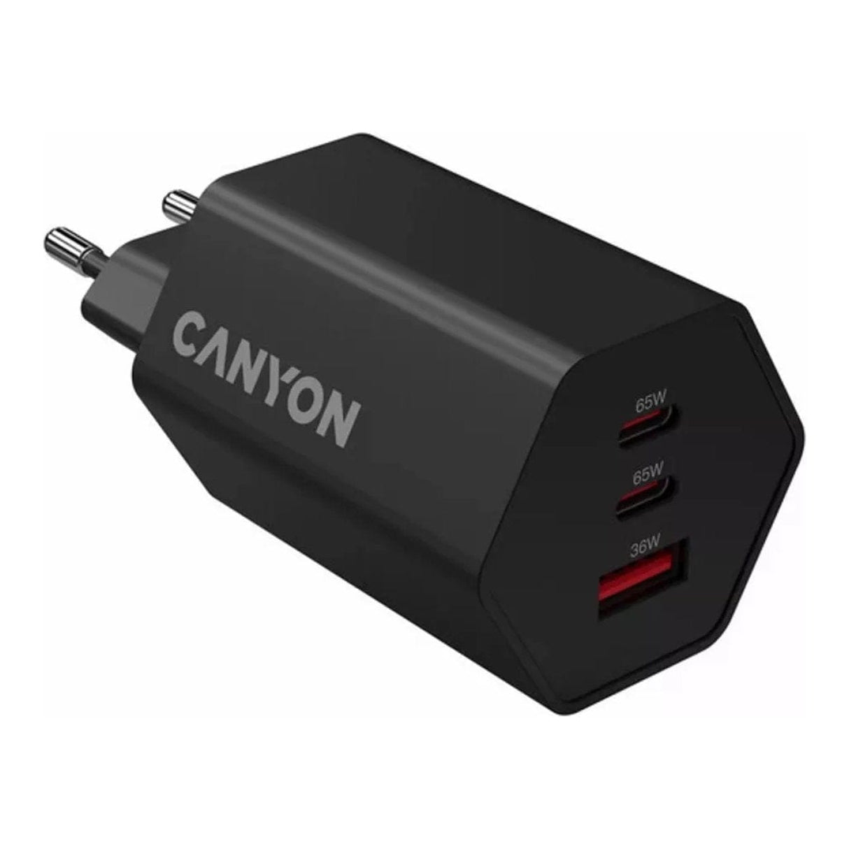 Canyon Hexagon 65 3-port Charging Adapter Black CND-CHAHEX65B