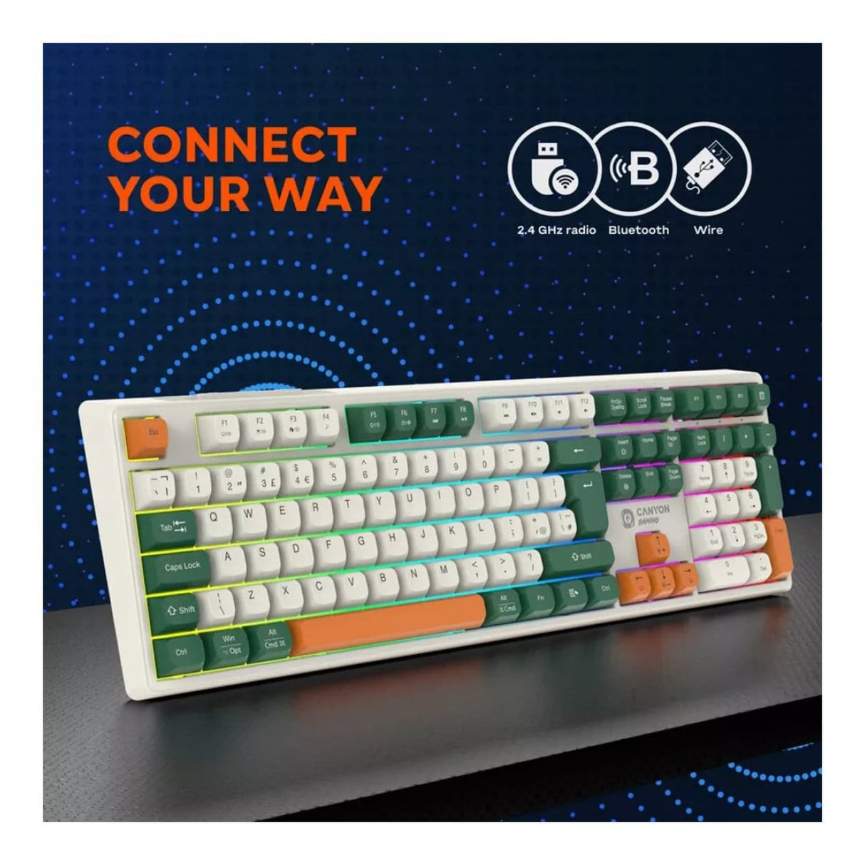 Canyon Shadder GKW-11RGB Wireless Keyboard White CND-SKBW11