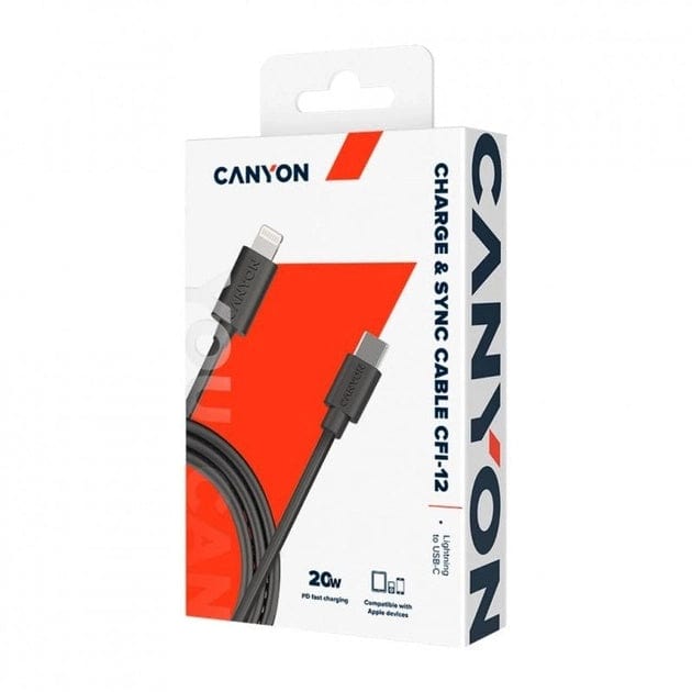 Canyon CFI-12 Type-C to Lightning Cable Black CNE-CFI12B