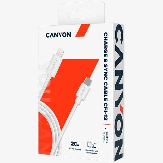 Canyon Type-C to Lightning Cable White CNE-CFI12B
