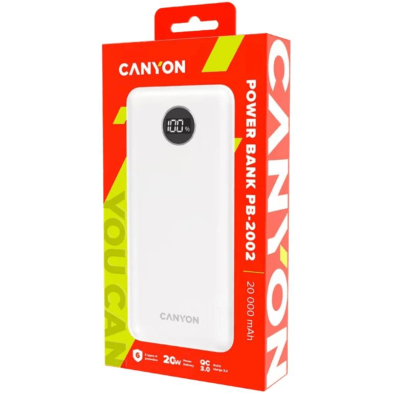 Canyon PB-2002 20000mAh Powerbank White CNE-CPB2002W