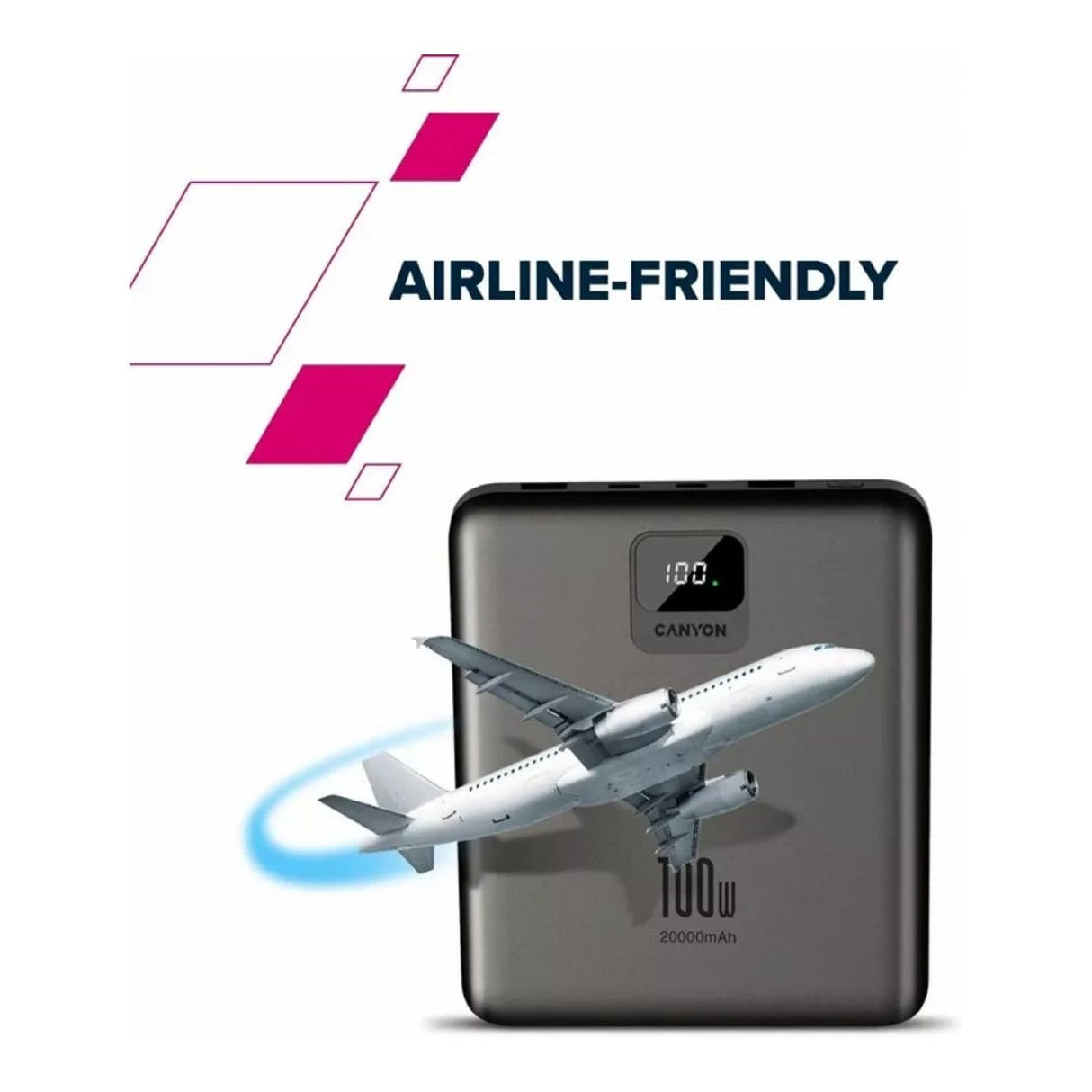 Canyon PB-2008 20000mAh LED Power Bank Dark Grey CNE-CPB2008DG