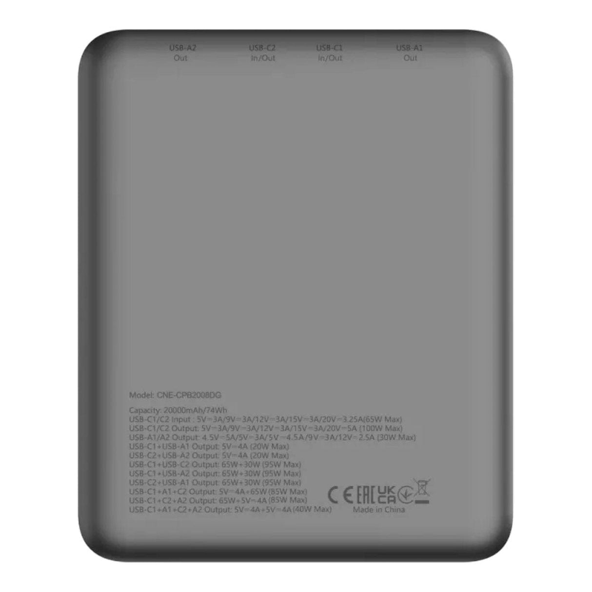 Canyon PB-2008 20000mAh LED Power Bank Dark Grey CNE-CPB2008DG