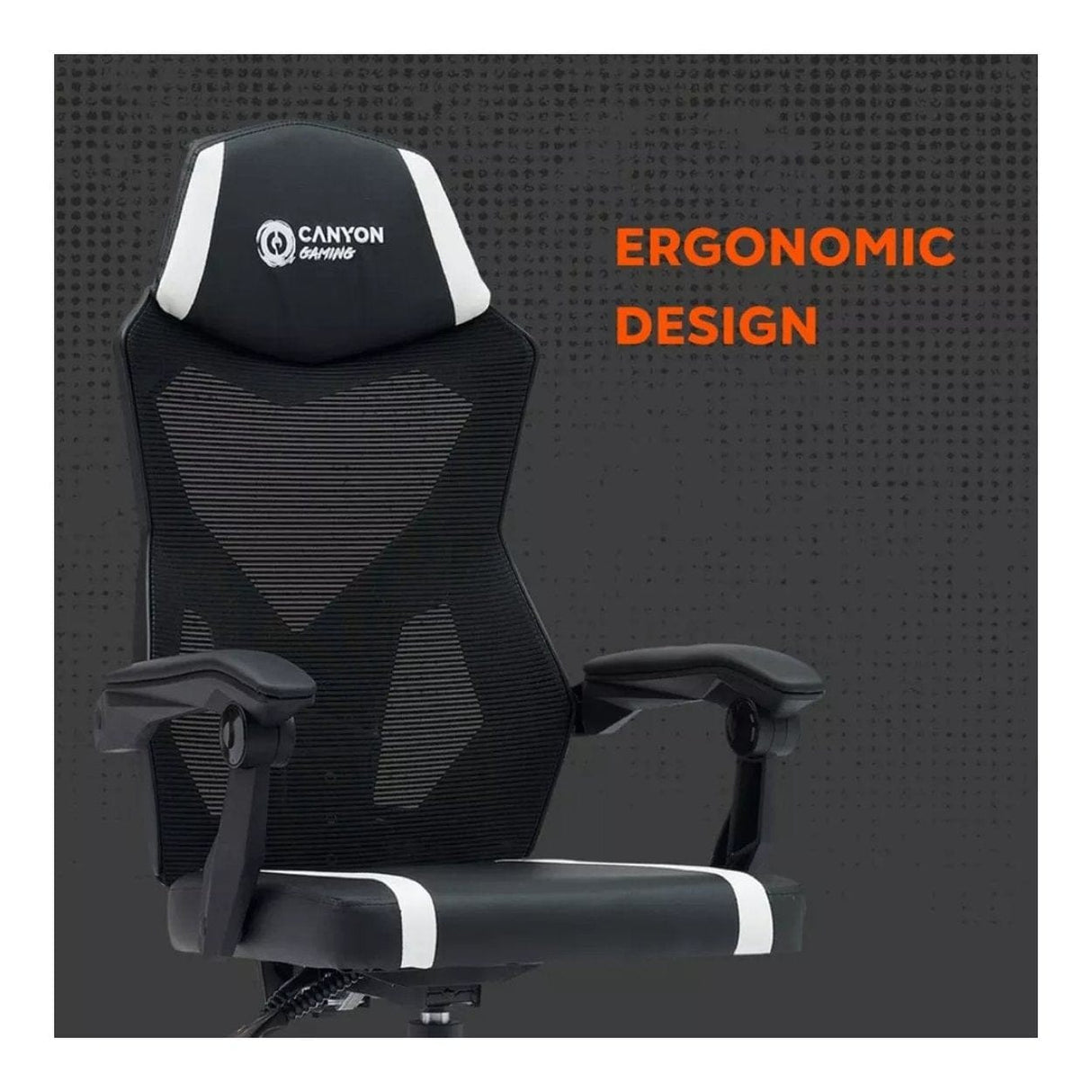 Canyon Flow MCH01 Ergonomic Mesh Gaming Chair Black White CNE-MCH01W