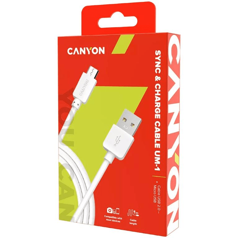 Canyon Type-A to Micro-USB Cable 1m White CNE-USBM1W