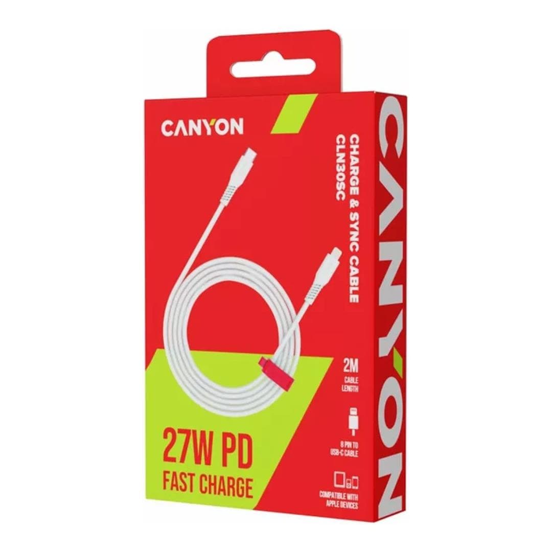 Canyon 30W Type-C to Lightning Cable 2m White CNS-CLN30SC20W