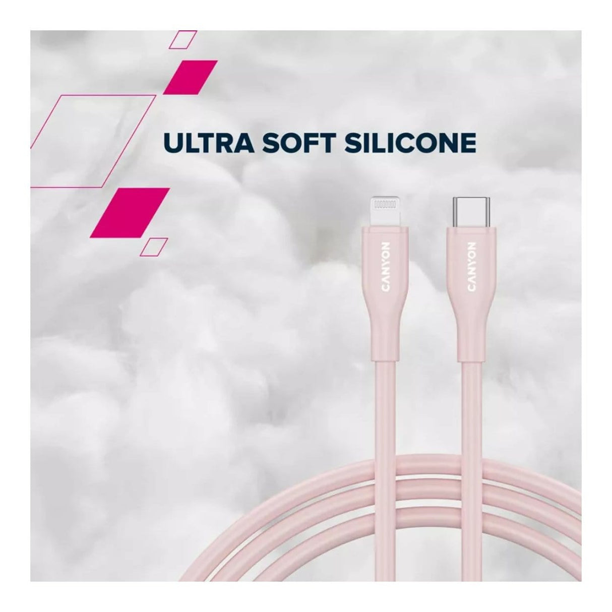 Canyon 60W Type-C to Lightning Silicon Cable 1m Pink CNS-CLNM60SC10PS