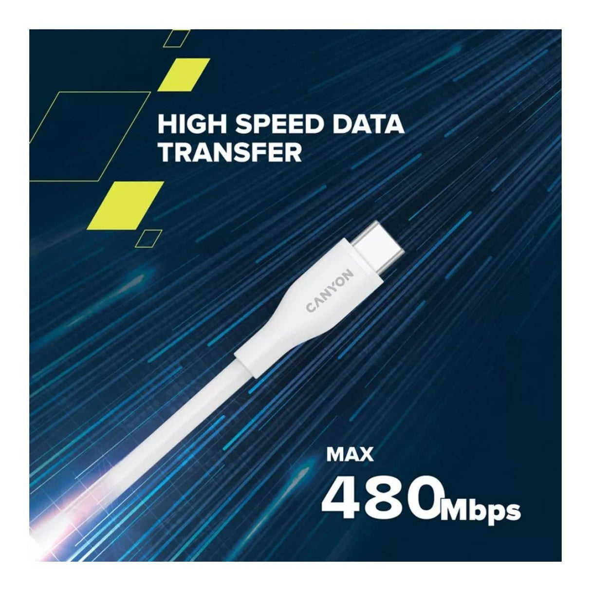 Canyon 60W Type-C to Lightning Silicon Cable 1m White CNS-CLNM60SC10W