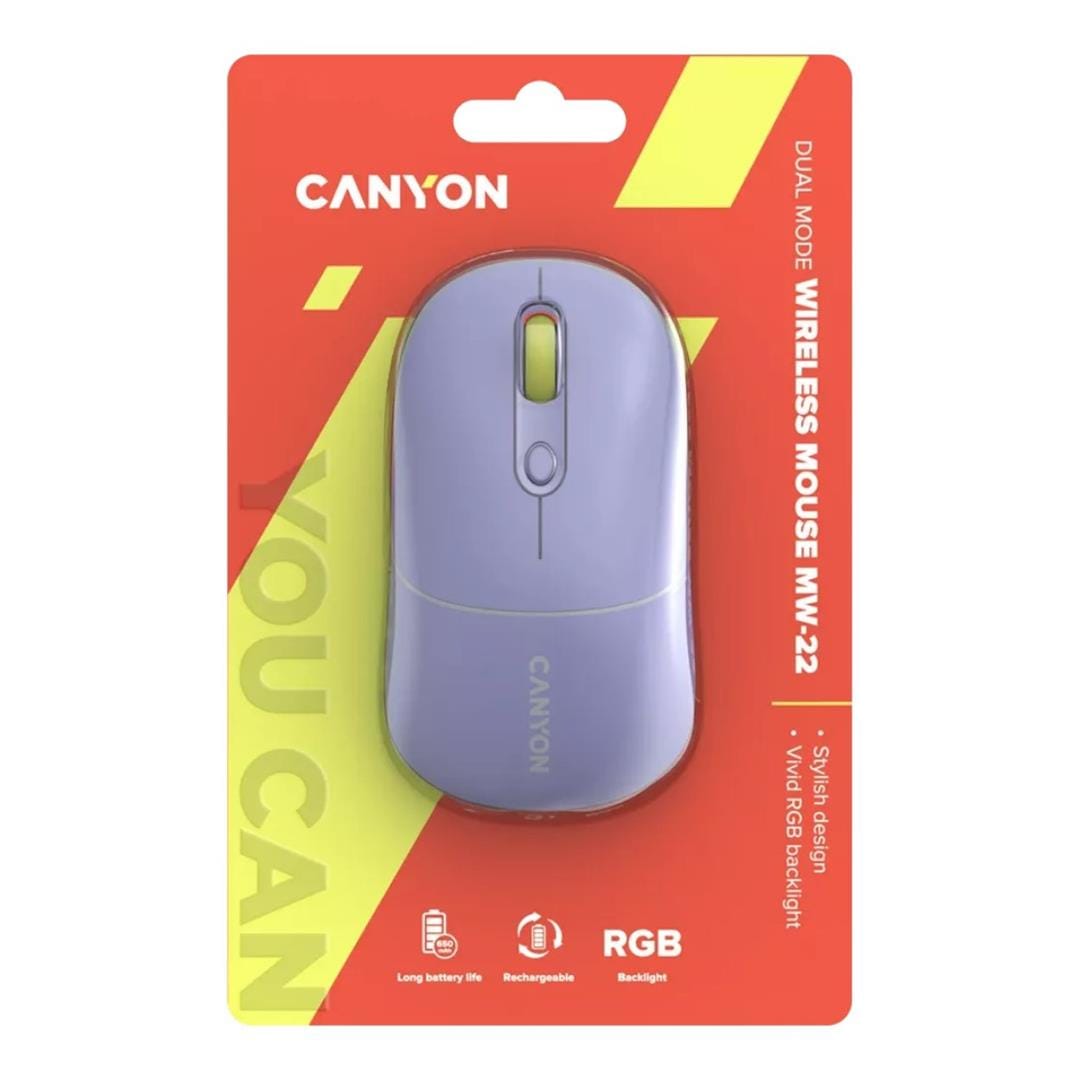 Canyon MW-22 Dual Mode RGB Wireless Mouse - Mountain Lavender CNS-CMSW22ML