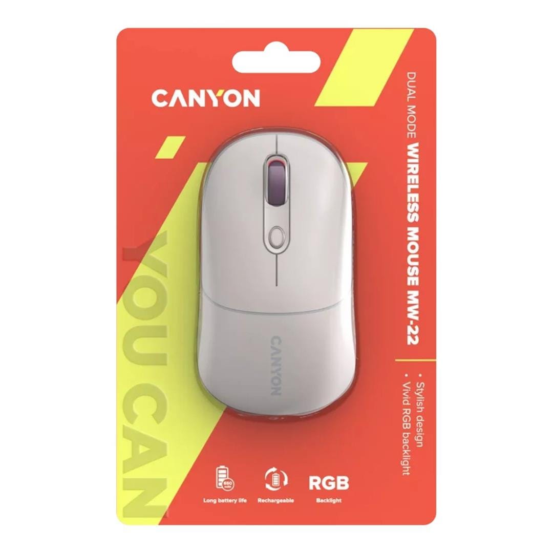 Canyon MW-22 Dual Mode RGB Wireless Mouse - White CNS-CMSW22RC
