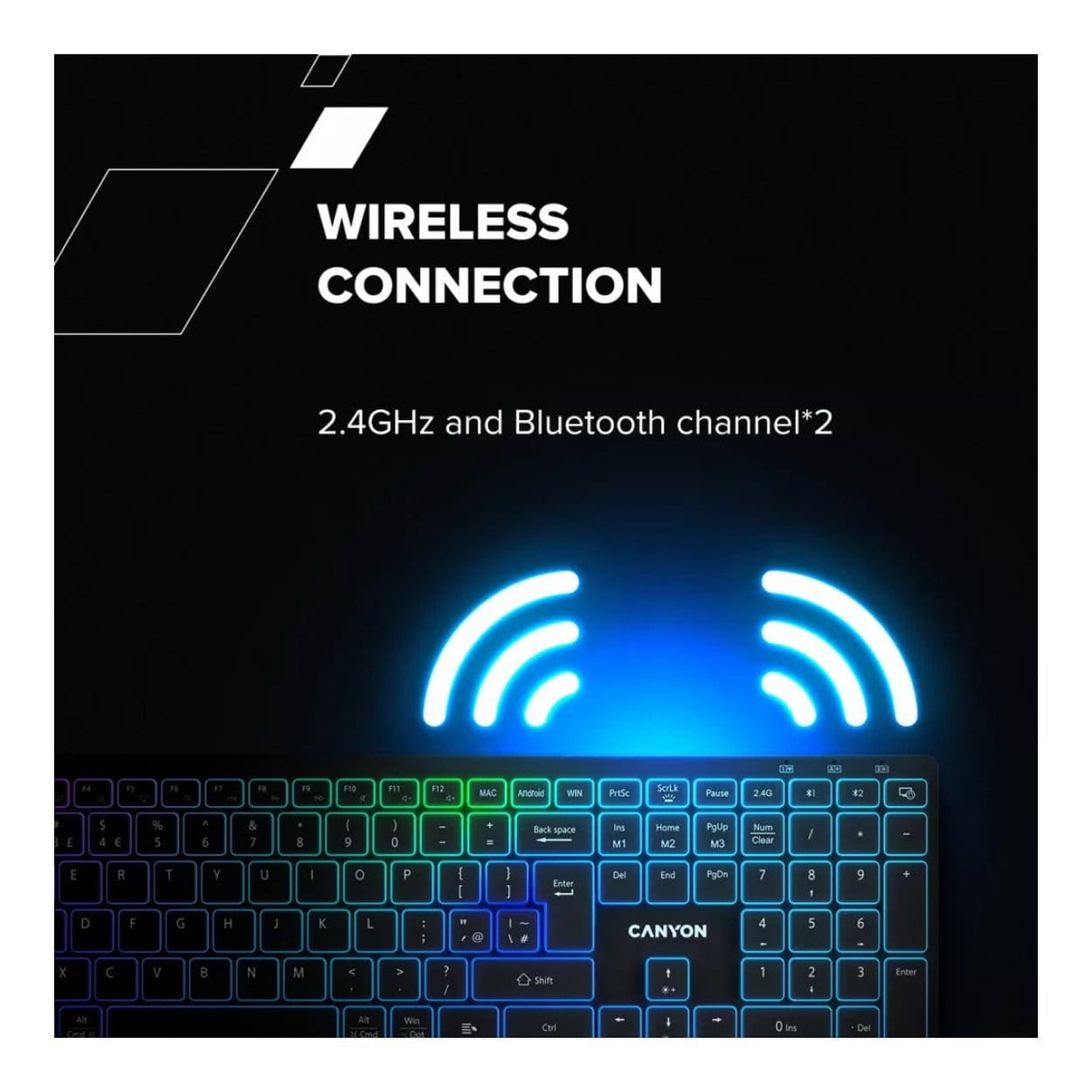 Canyon HKB-W11 RGB Wireless Keyboard Black CNS-HBTK11B