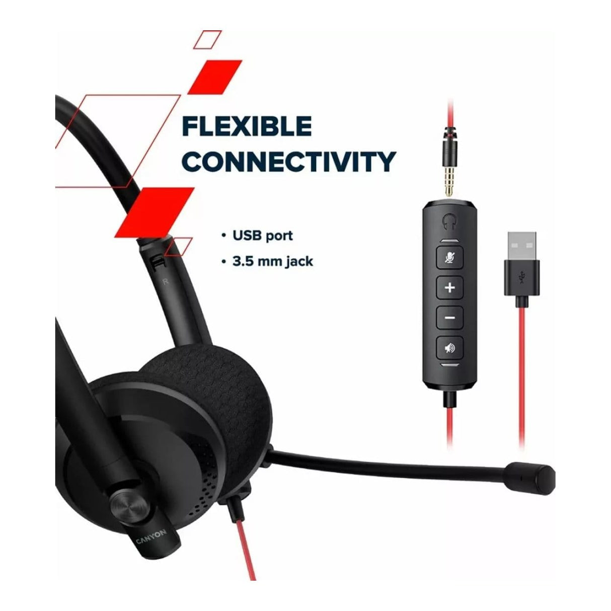 Canyon HS-07 Wired Conference Headset Black CNS-HS07B