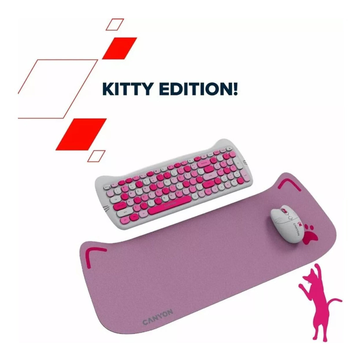 Canyon HSET-W6 Wireless Gaming Combo - Kitty Edition Violet CNS-HSETW6VT
