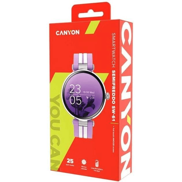 Canyon SW-61 Semifreddo Smart Watch Silver Lavender CNS-SW61PP