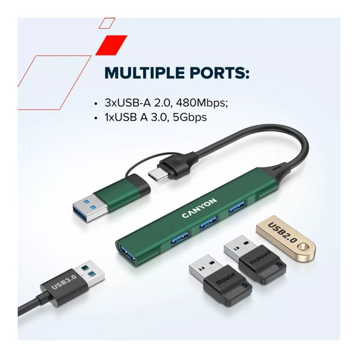 Canyon DS-02 4-in-1 Type-C Hub Grey CNS-TDS02G