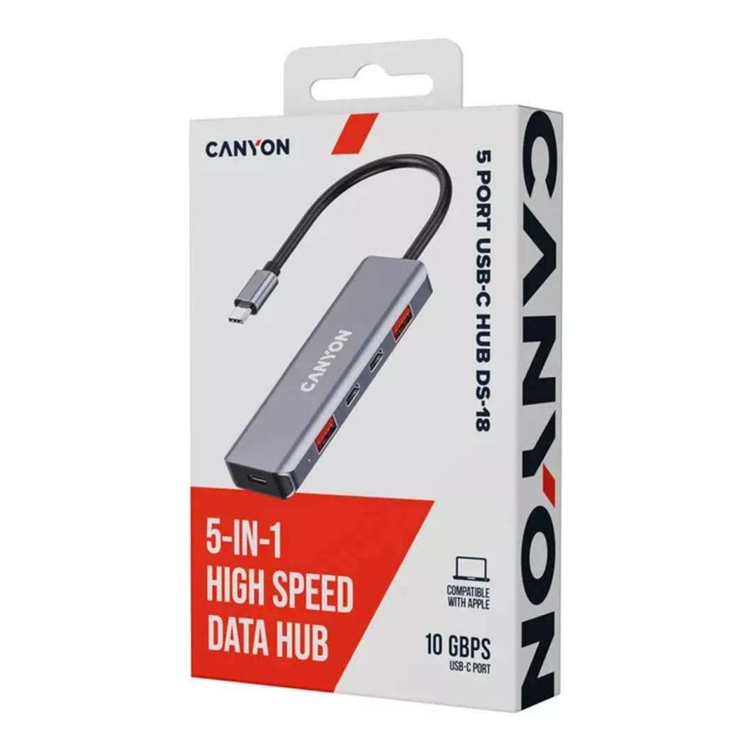 Canyon DS-18 5-in-1 Type-C Hub Grey CNS-TDS18