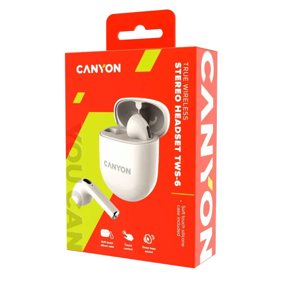 Canyon TWS-6 Bluetooth Headset with Microphone White CNS-TWS6BE
