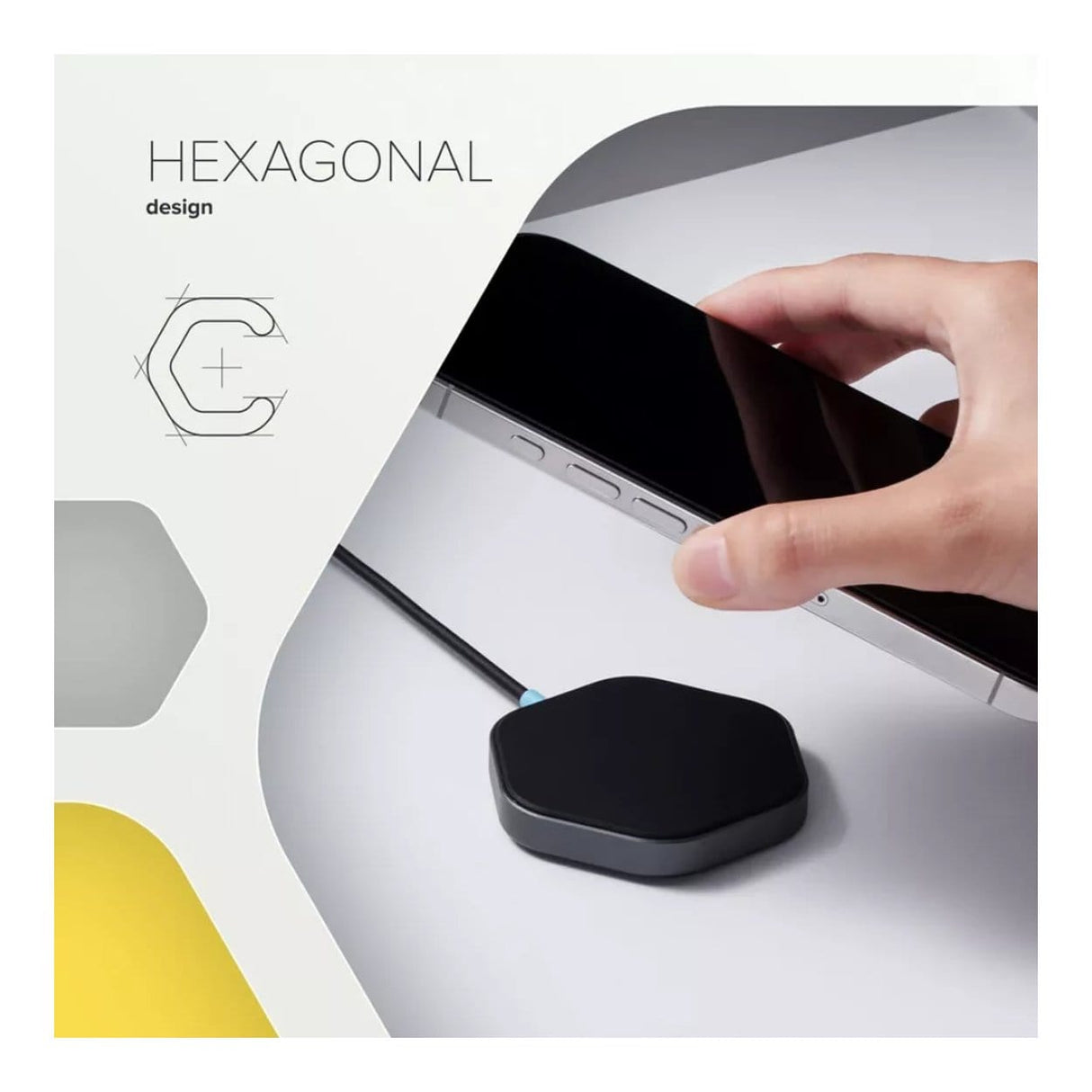 Canyon Hexagon 110 15W Qi2 Wireless Charging Pad Dark Grey CNS-WCS110