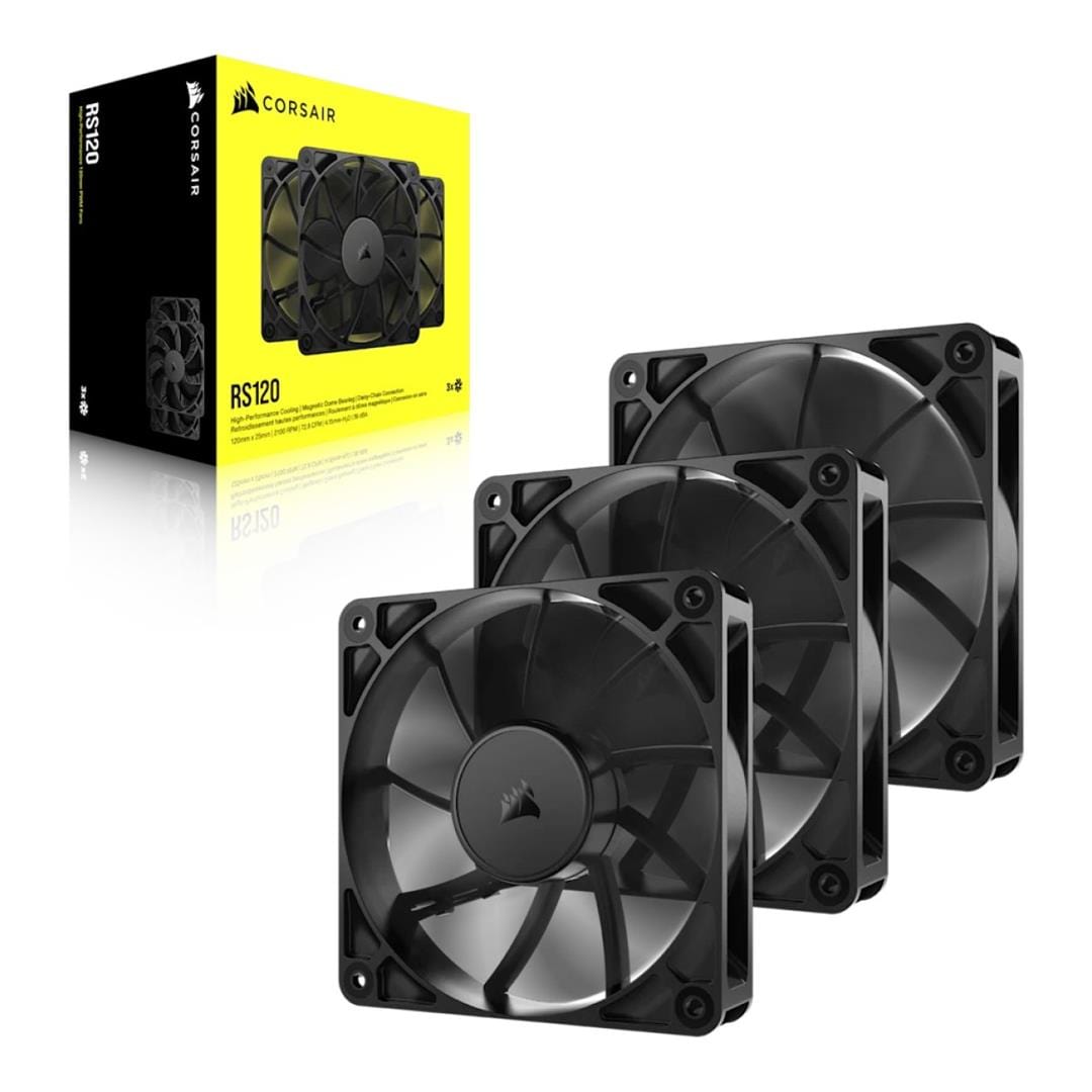Corsair RS120 120mm PWM Computer Case Fan Black 3-pack CO-9050189-WW