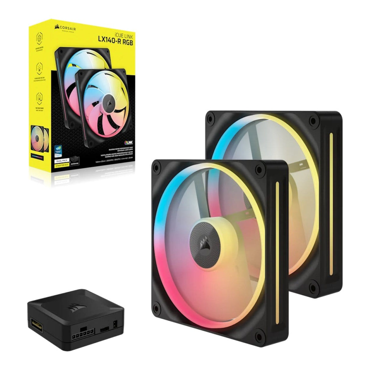 Corsair iCUE LINK LX140-R RGB 140mm PWM Reverse Fans Starter Kit 2-pack CO-9051052-WW