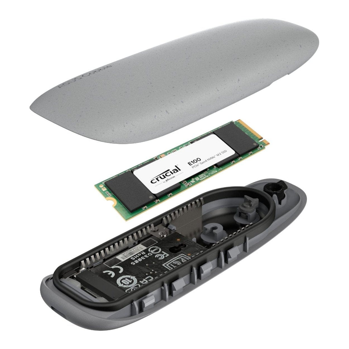 ASUS Cobble M.2 SSD Type-C Enclosure with Crucial E100 1TB NVMe SSD Bundle Grey COBBLE-1TB-BUNDLE-G