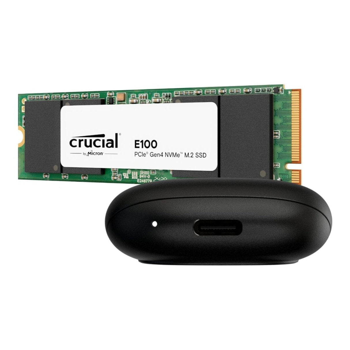 ASUS Cobble M.2 SSD Type-C Enclosure with Crucial E100 2TB NVMe Bundle Black COBBLE-2TB-BUNDLE-B