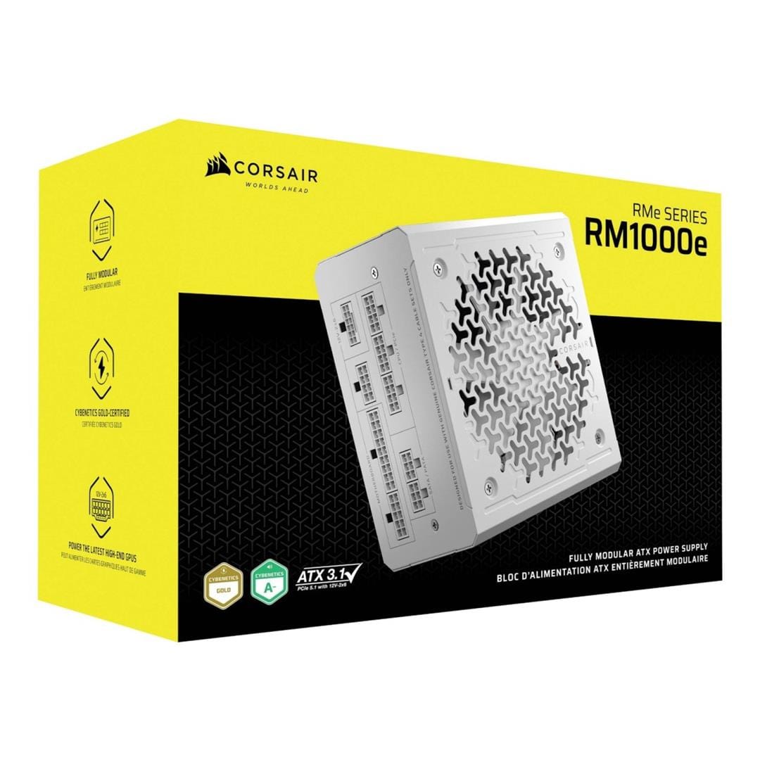 Corsair RM Series RM1000e 1000W Cybenetics Gold Fully Modular White ATX 3.1 Power Supply CP-9020294-WW