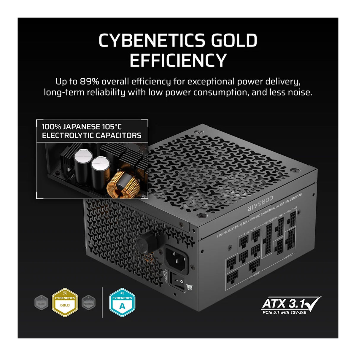 Corsair RM1000x SHIFT 1000W 80 PLUS Gold Fully Modular ATX PSU CP-9020300-WW