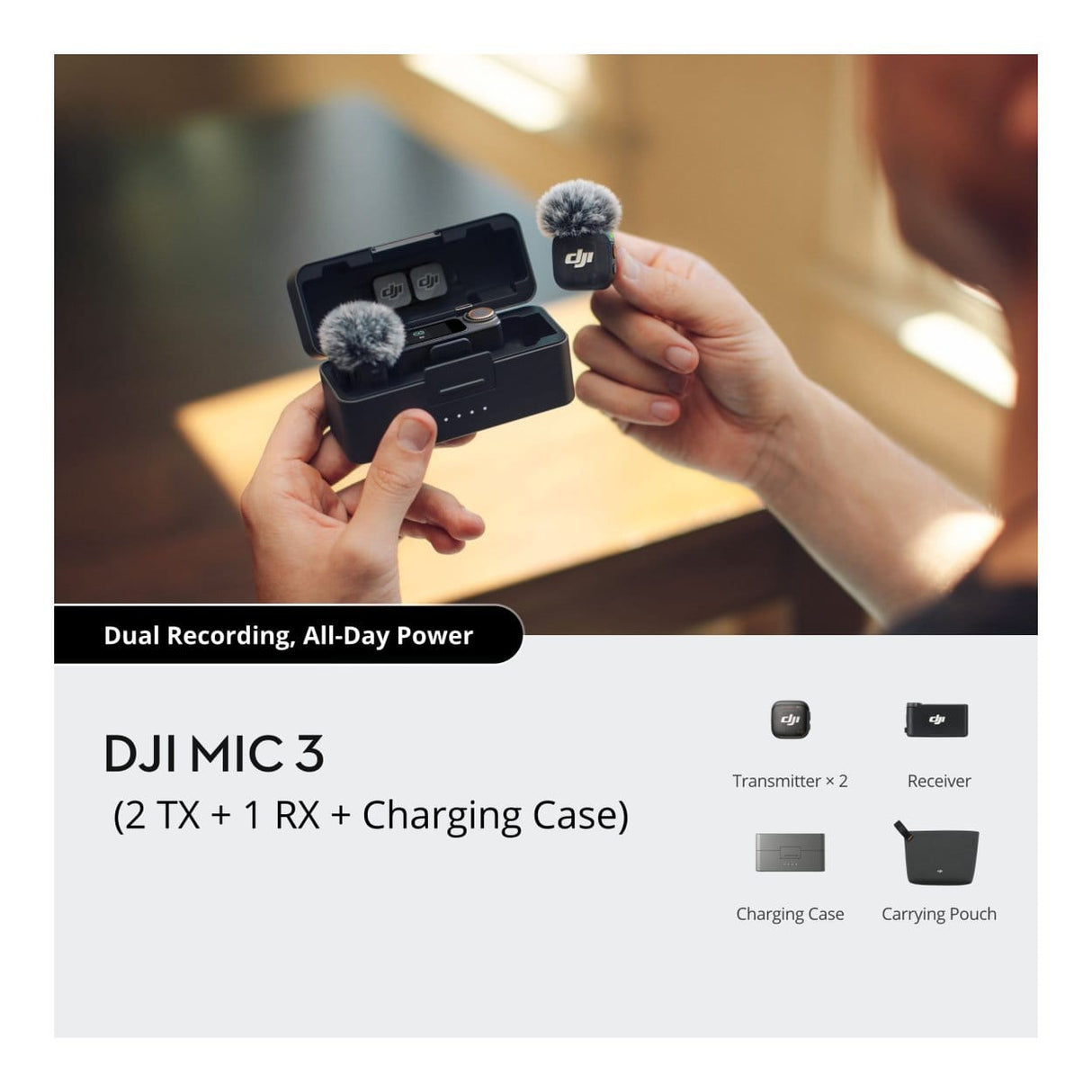 DJI Mic 3 Advanced Mini Wireless Microphone with Charging Case CP.RN.00000480.01