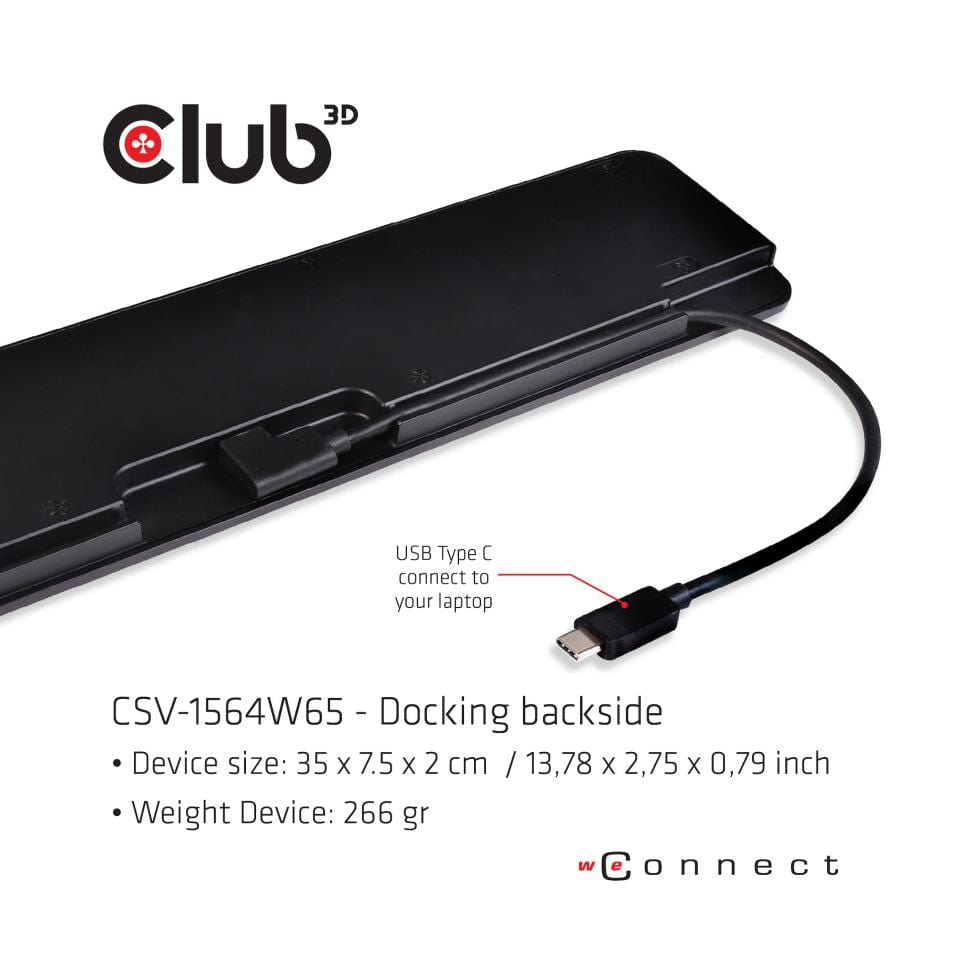 Club 3D USB Gen1 Type-C Triple Display Dynamic PD Charging Dock CSV-1564W65