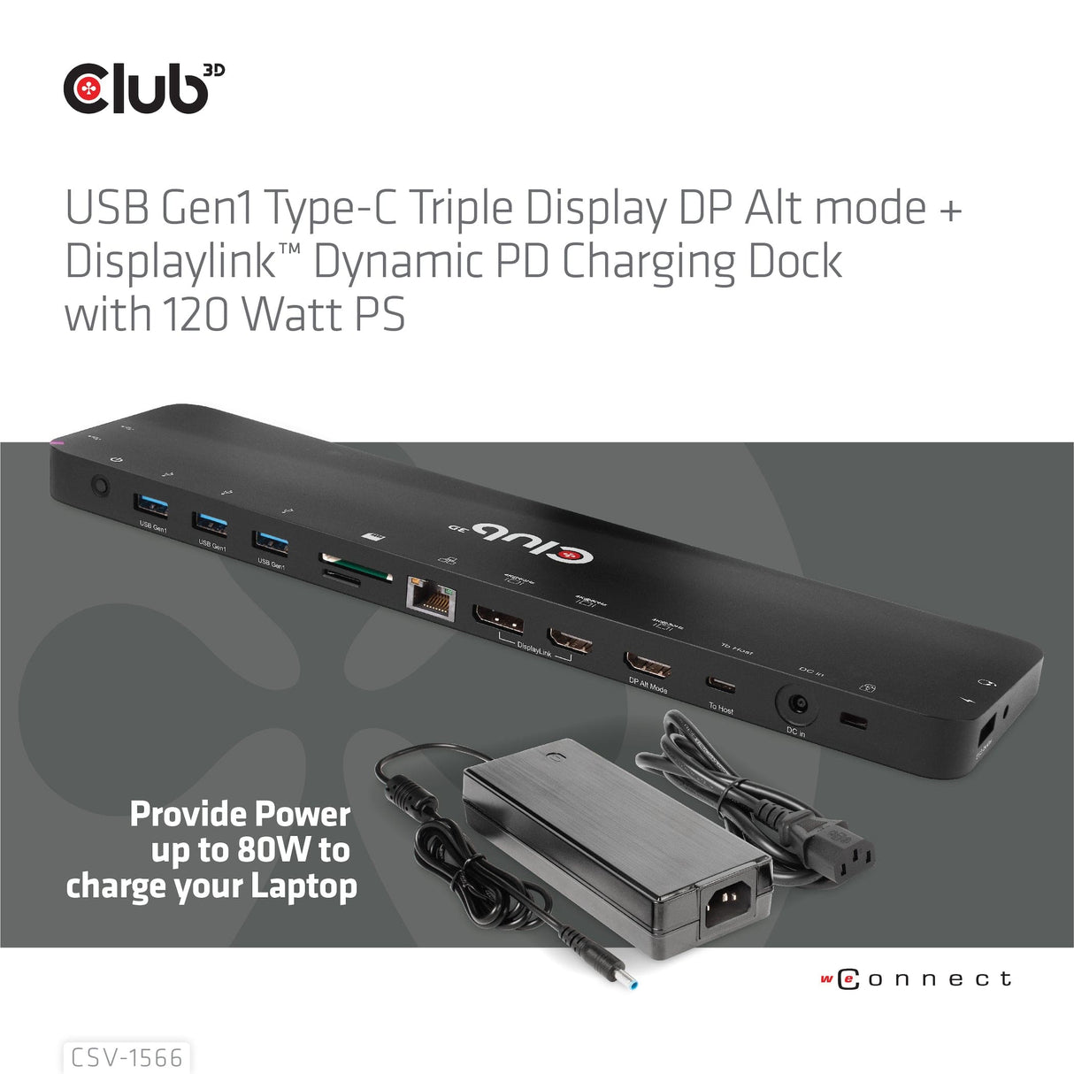 CLUB 3D USB Gen1 Type-C Triple Display Charging Dock CSV-1566