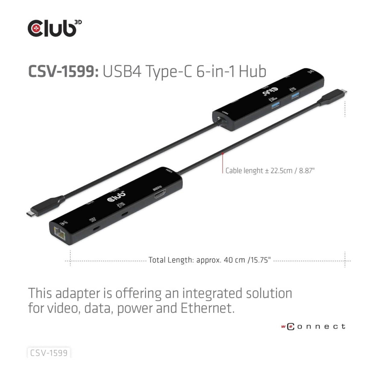 Club 3D 6-in-1 USB-C Hub Black CSV-1599