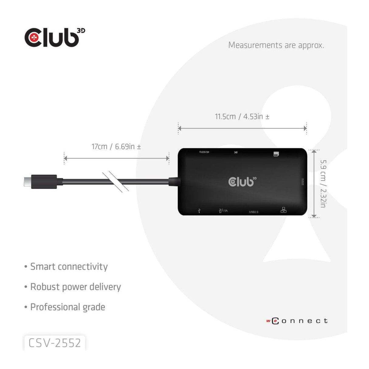 Club 3D 100W 9-in-1 Dual HDMI USB-C HUB PD3.0 Black CSV-2552