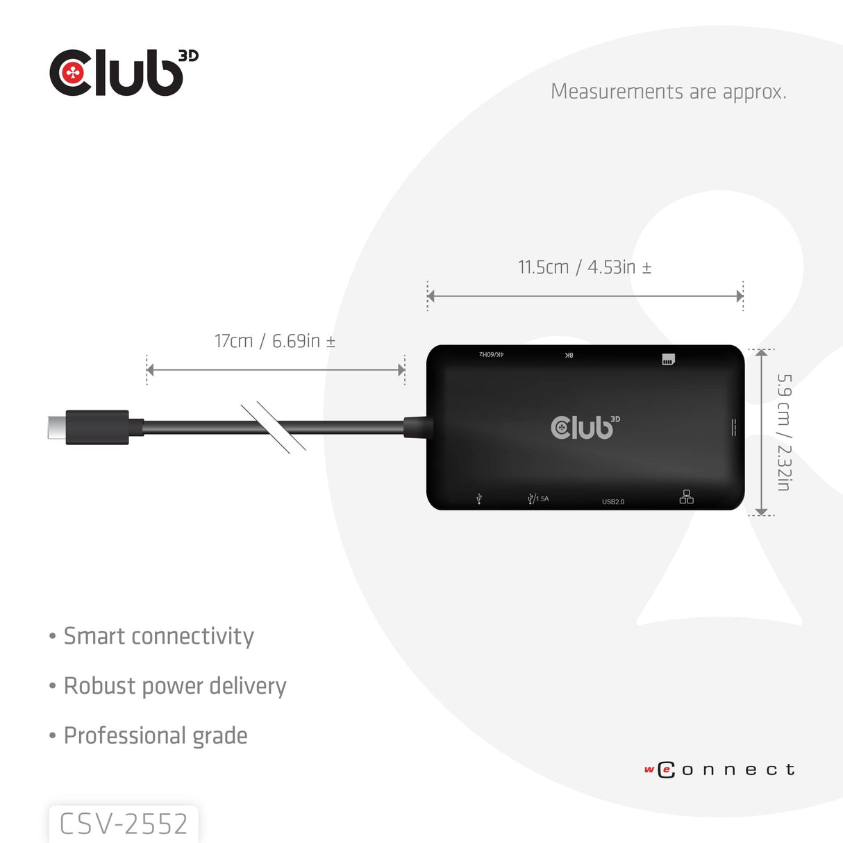 Club 3D 100W 9-in-1 Dual HDMI USB-C HUB PD3.0 Black CSV-2552