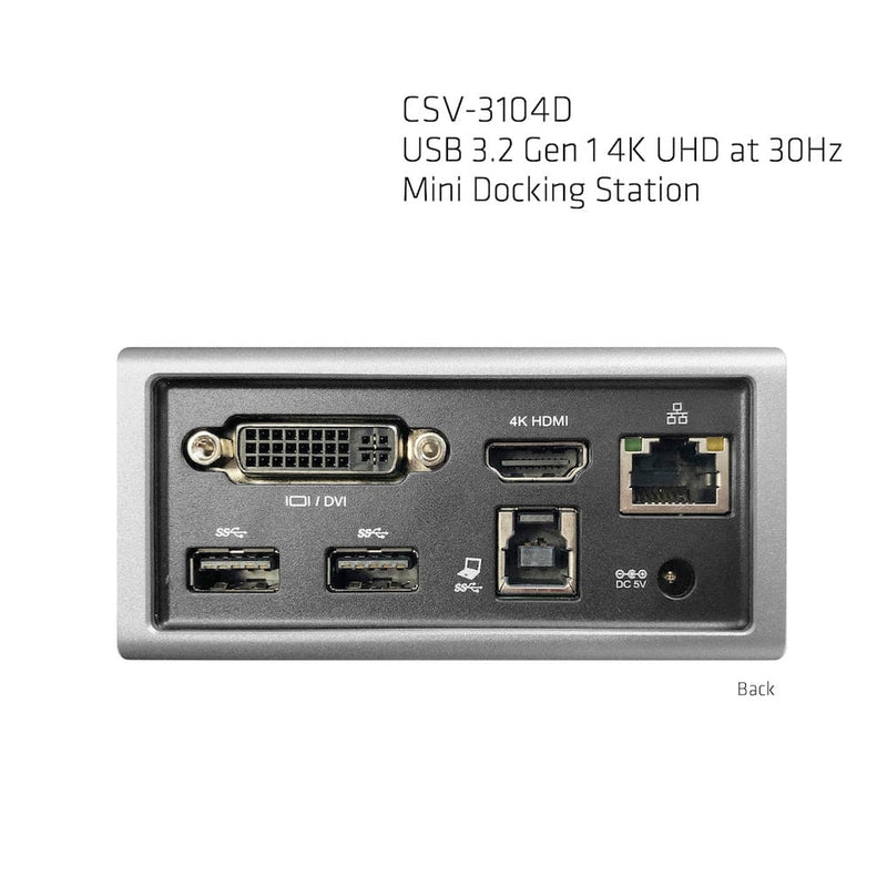 Club 3D USB 3.2 Gen 1 4K UHD at 30Hz Mini Docking Station Ultra Slim Design CSV-3104D