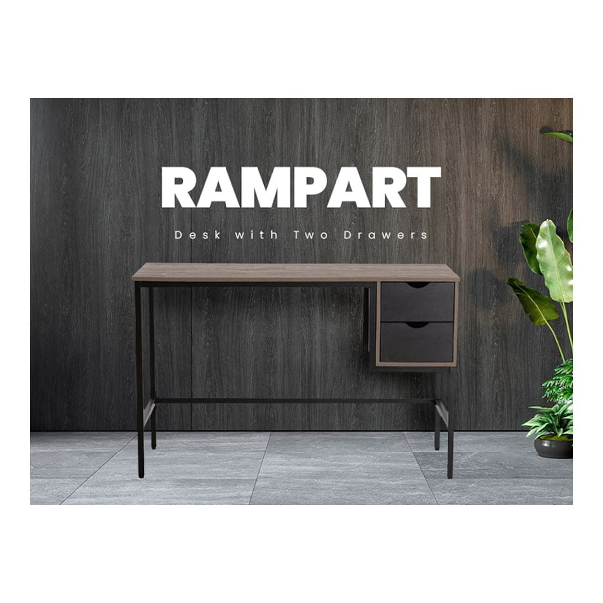 Everfurn Rampart With Two Drawers Office Desk CT-1621
