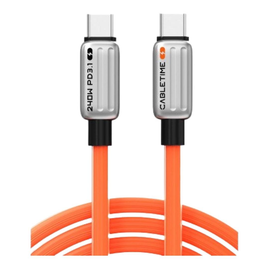 Cabletime Type-C Male to Male Charging Cable 2m Orange CT-CM240-ZS02