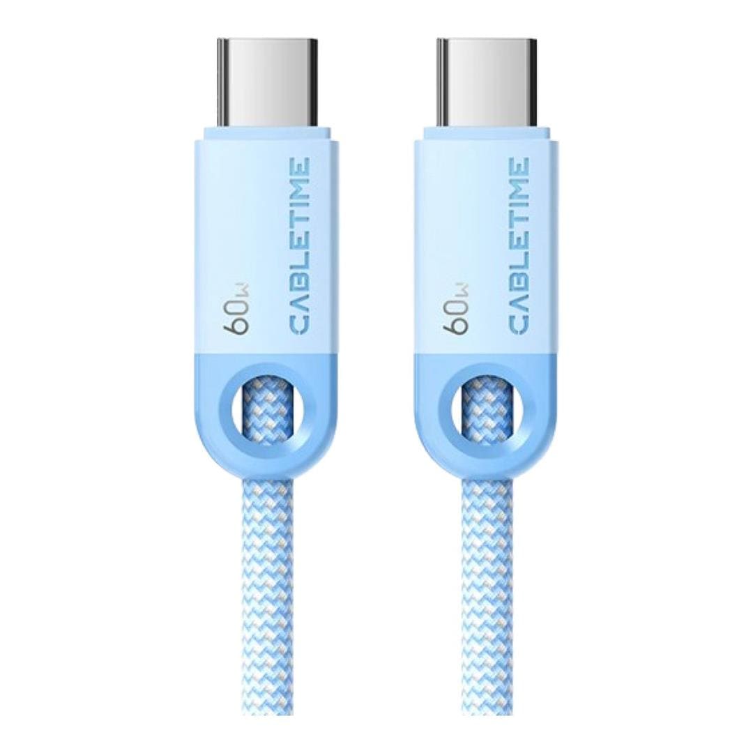 Cabletime Type-C Male to Male 60W Charging Cable 1m Blue CT-CM60-PBL1-1M