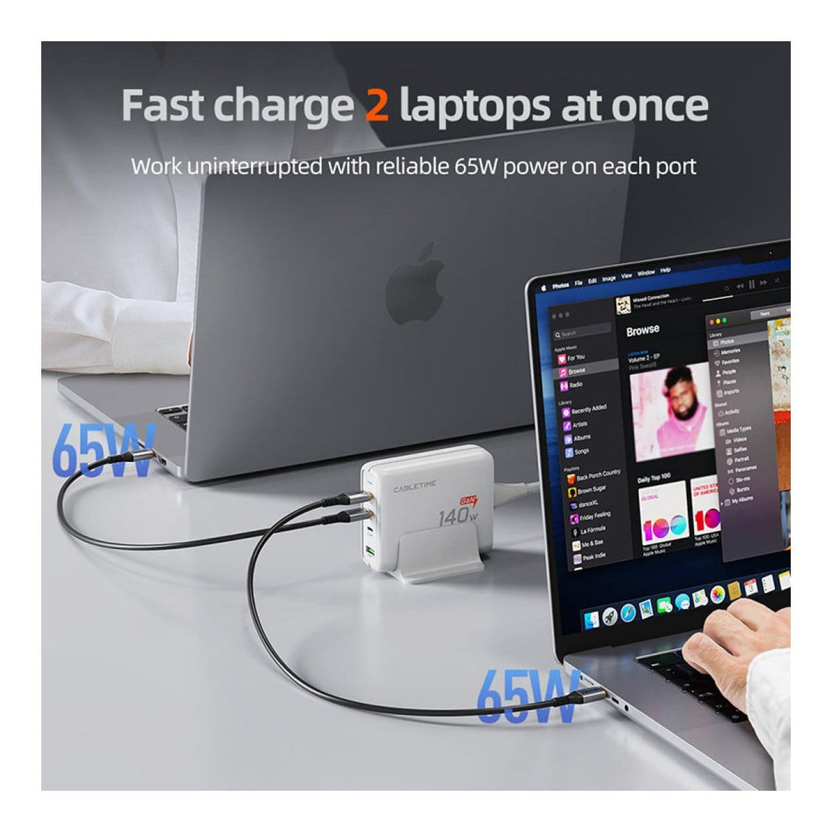 Cabletime 4-in-1 140W GaN USB-C Charging Station White CT-GAN140-PWE