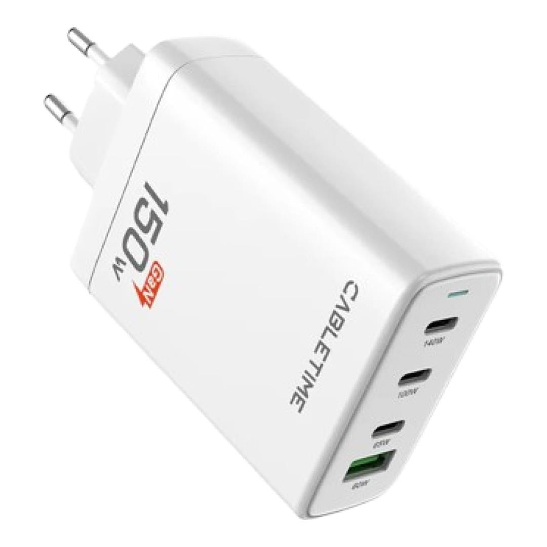 Cabletime 4-in-1 150W GaN USB-C Wall Charger White CT-GAN150-PW