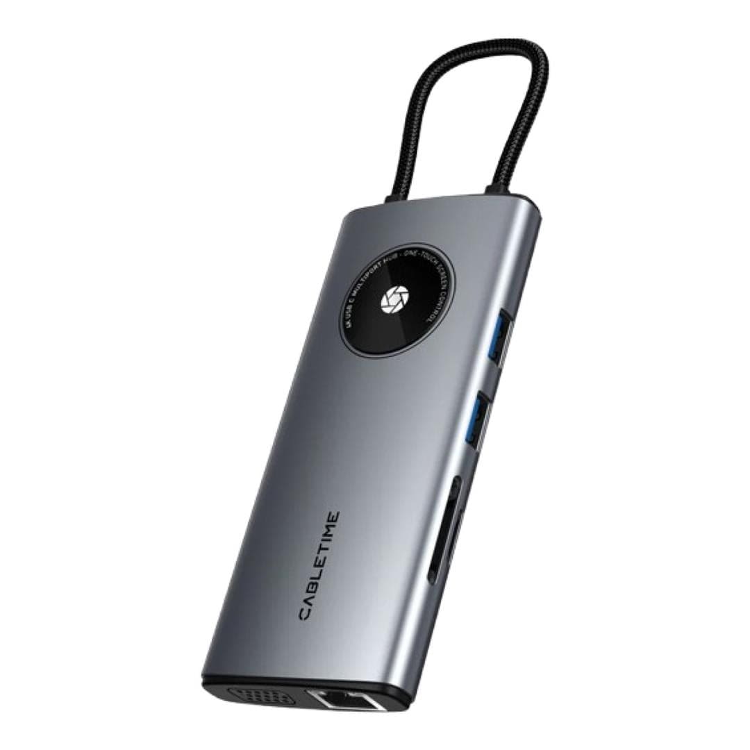 Cabletime CB91G 10-in-1 Type-C Ethernet Hub Silver CT-HUBL2-AG