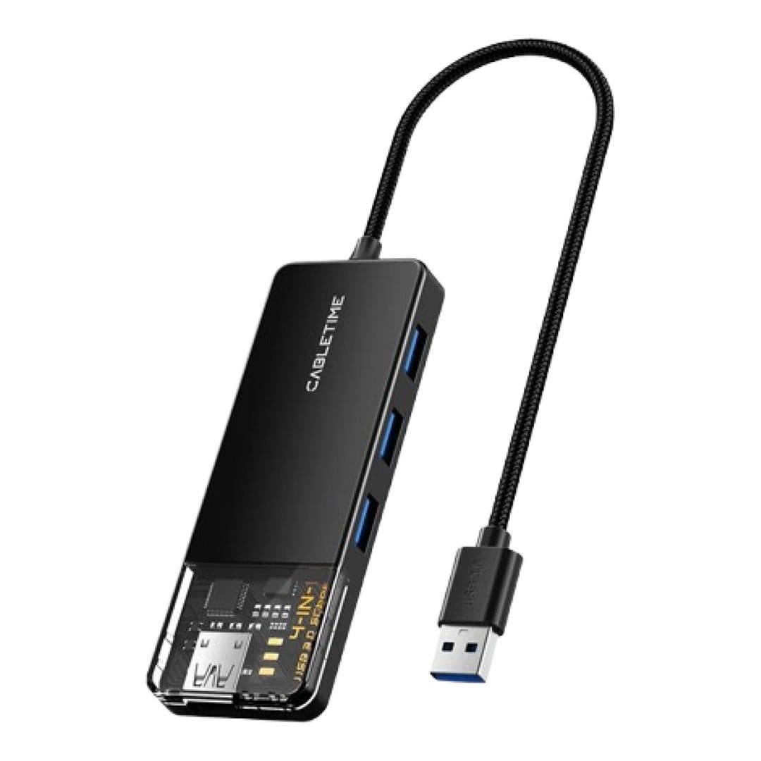 Cabletime 4-in-1 to Type-A Superspeed Hub CT-HUBT1-PB-0.2M