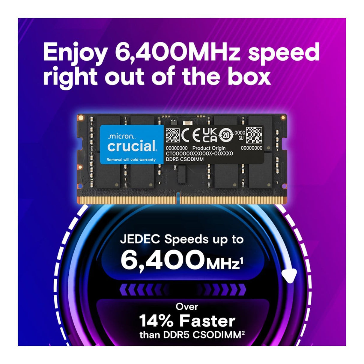 Crucial CT2K32G64C52CS5 Memory Module 64GB 2 x 32GB DDR5 6400MT/s