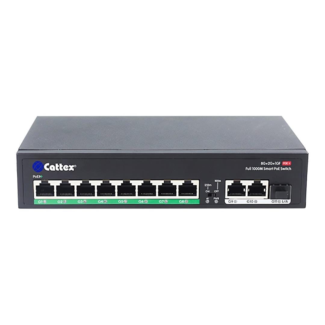 Cattex 11-port Full Gigabit PoE Fiber Switch CTX0008PFD