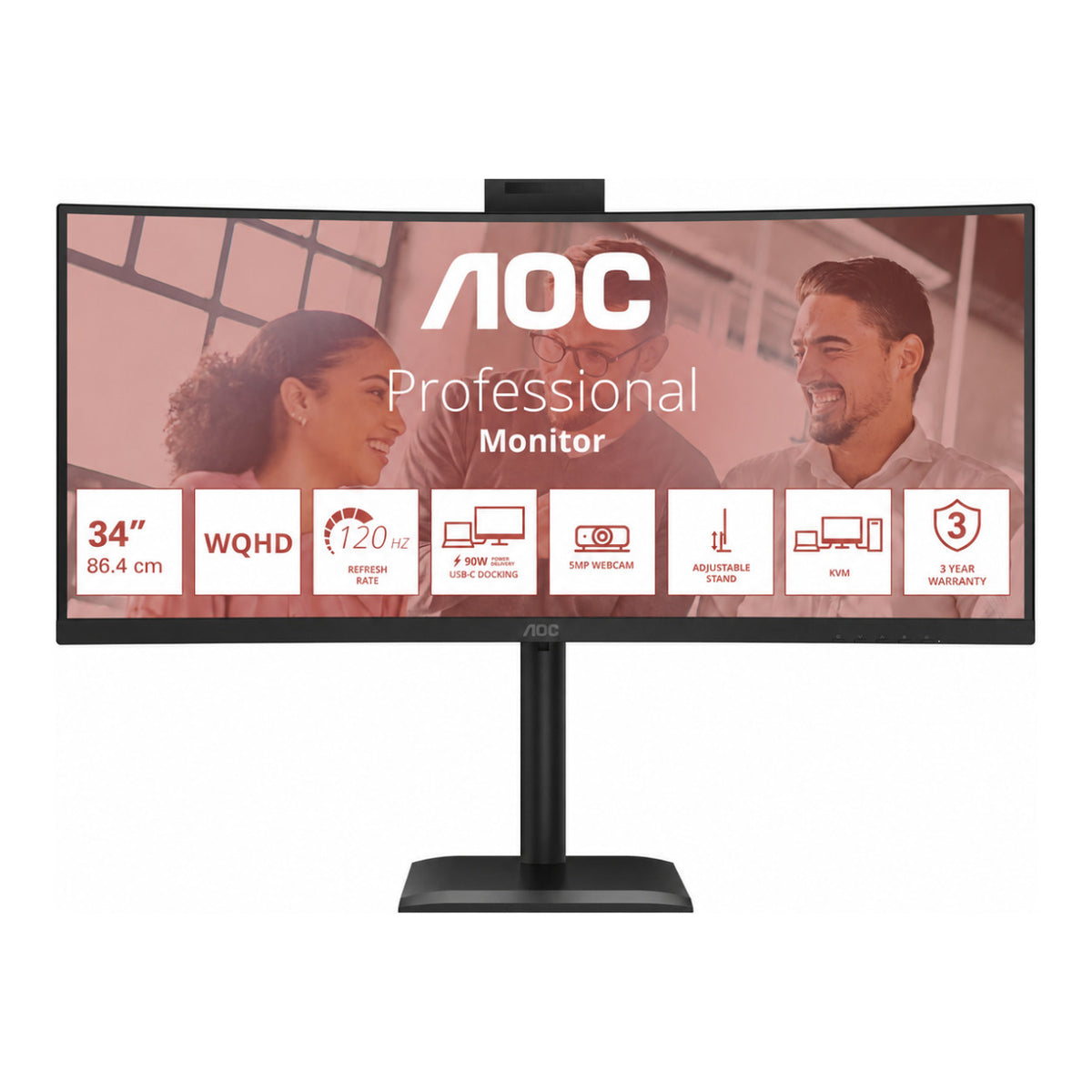 AOC Essential-line E4 CU34E4CW 34-inch 3440 x 1440p WQHD 21:9 120Hz 4ms LED VA Curved Monitor