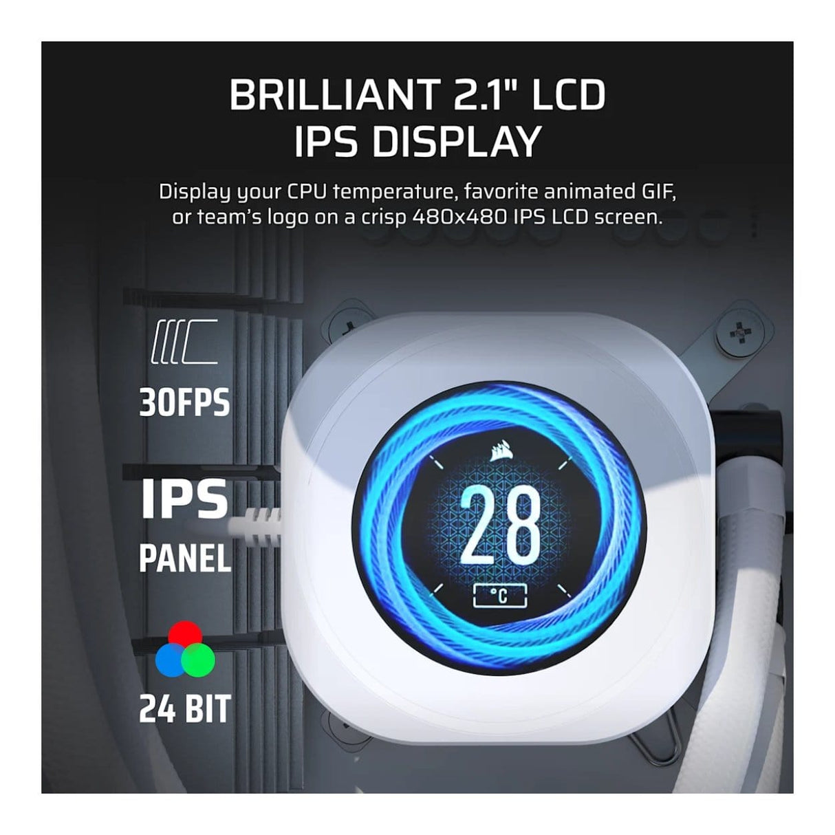 Corsair NAUTILUS 240 RS LCD AiO CPU Liquid Cooler - White CW-9061032-WW